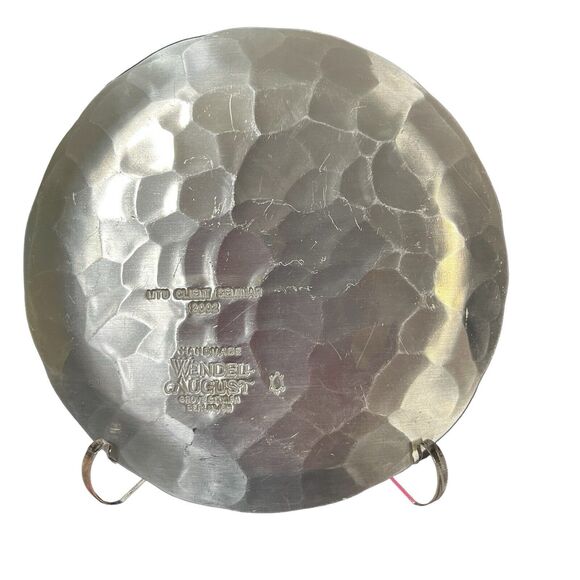 Vintage Wendell August Forge Hammered 4.5" W Art Coaster Plate Sailboats Boats - Picture 3 of 4